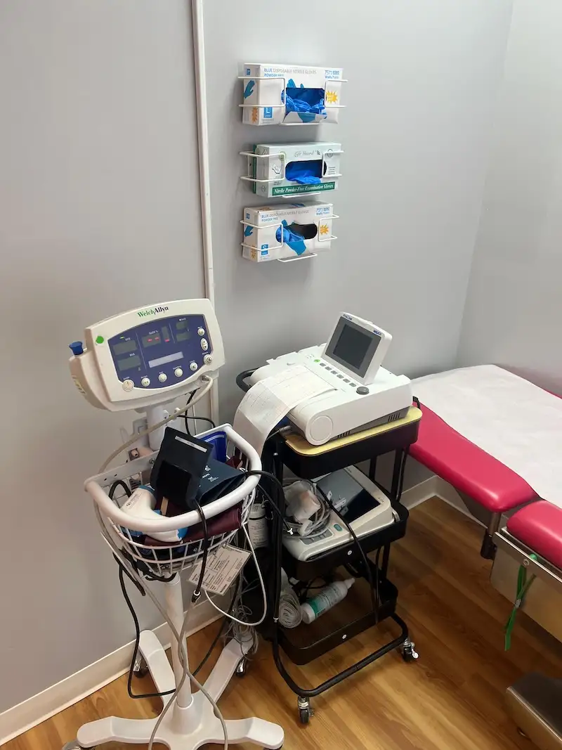 Blood pressure monitor and medical examination equipment in a primary care clinic