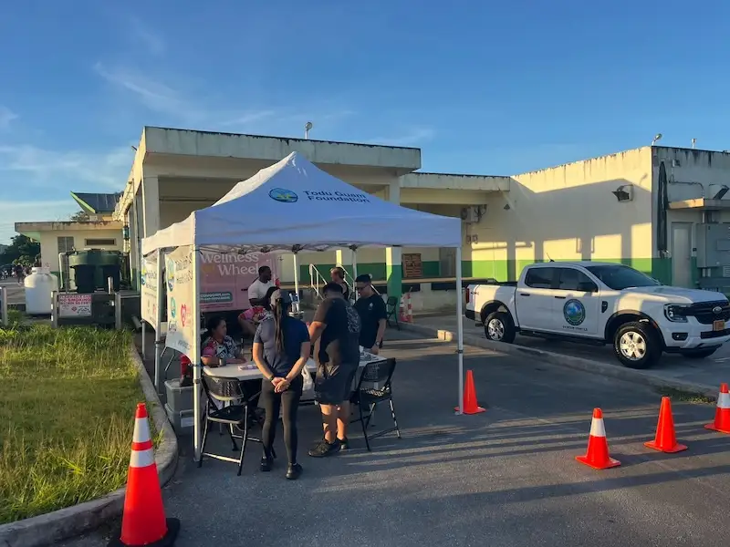 Todu Guam Foundation mobile clinic and community outreach tent at Dededo Flea Market in February 2026