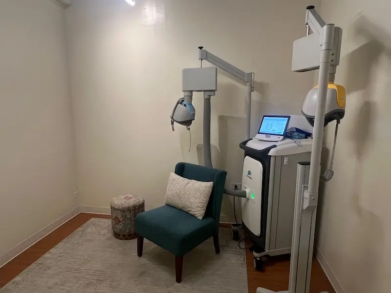 Deep TMS treatment room with BrainsWay equipment and patient chair at Todu Guam Foundation in Guam